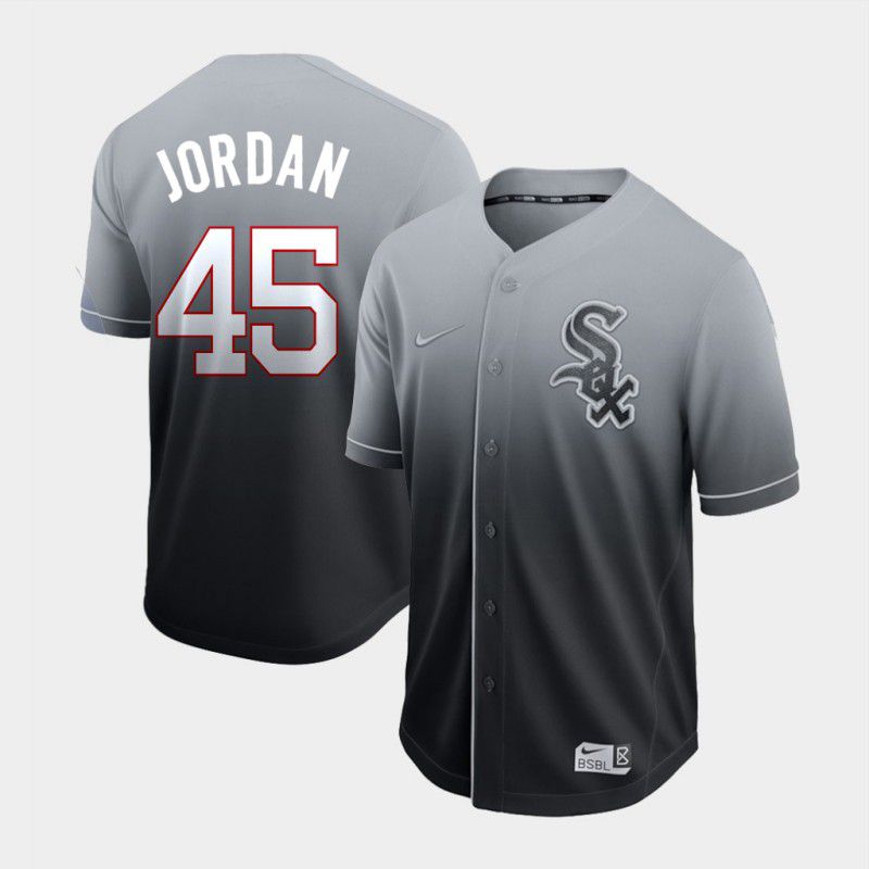 Men Chicago White Sox #45 Jordan Grey Nike Fade MLB Jersey